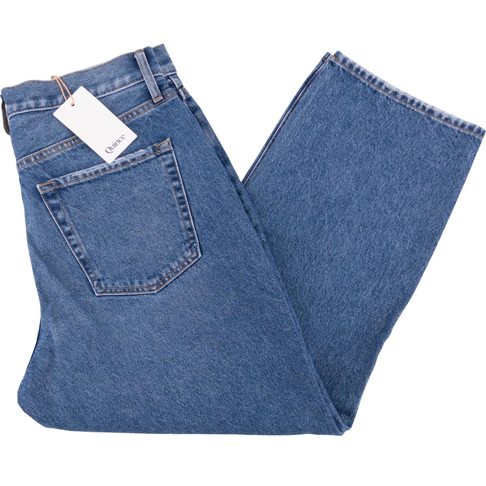 NEW Quince Womens 31 Bella Rigid Straight Jeans Horizon Blue High Rise Denim NWT